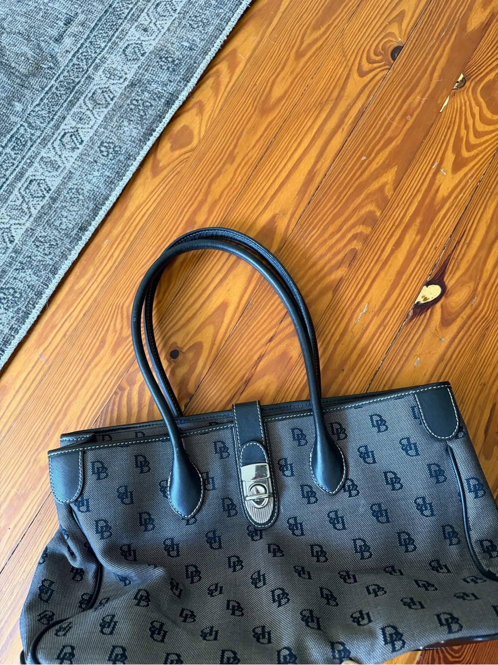 Dooney & Bourke Brown and Black Monogram Satchel
